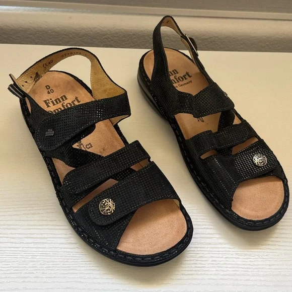 Finn Comfort Gomera Black Women Sandals 40 - Picture 1 of 11
